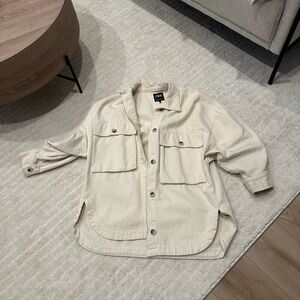 Zara Cream Oversized Button-Front Shacket